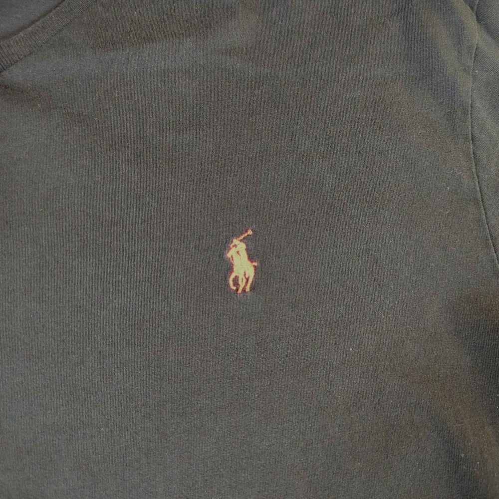 Polo Ralph Lauren‎ Mens XL V-Neck Long Sleeve T-Shirt Black Red Pony Logo #2537